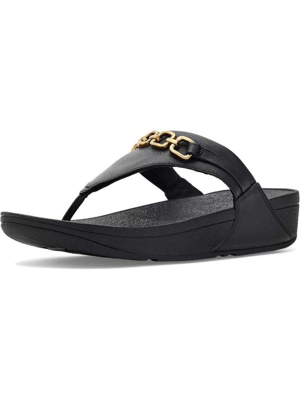 Women's Black Fitflop Elegant Lulu Square Chain Toe Post Imported Sandals